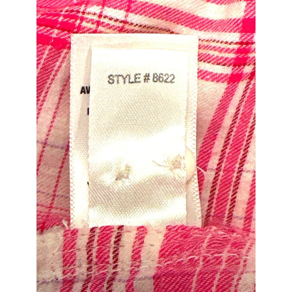 Aeropostale Large Pink White Plaid Button Up Long Sleeve Shirt All Cotton Trendy - Picture 8 of 10